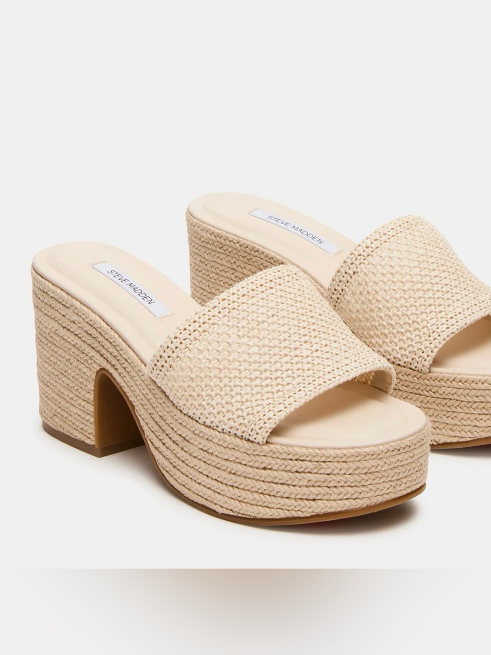 Steve Madden Trippy Natural Raffia platform sandal 
8-1/2